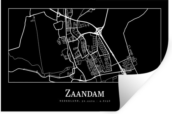 Stickers muraux - Zaandam - Carte - Plan de la ville - Carte - 60x40 cm - Feuille adhésive