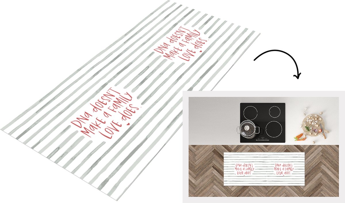 KitchenYeah Keukenloper - Loper keuken - Spreuken - Familie - DNA doesn't make a family love does - Quotes - 120x50 cm - Keukenloper vinyl Multicolor