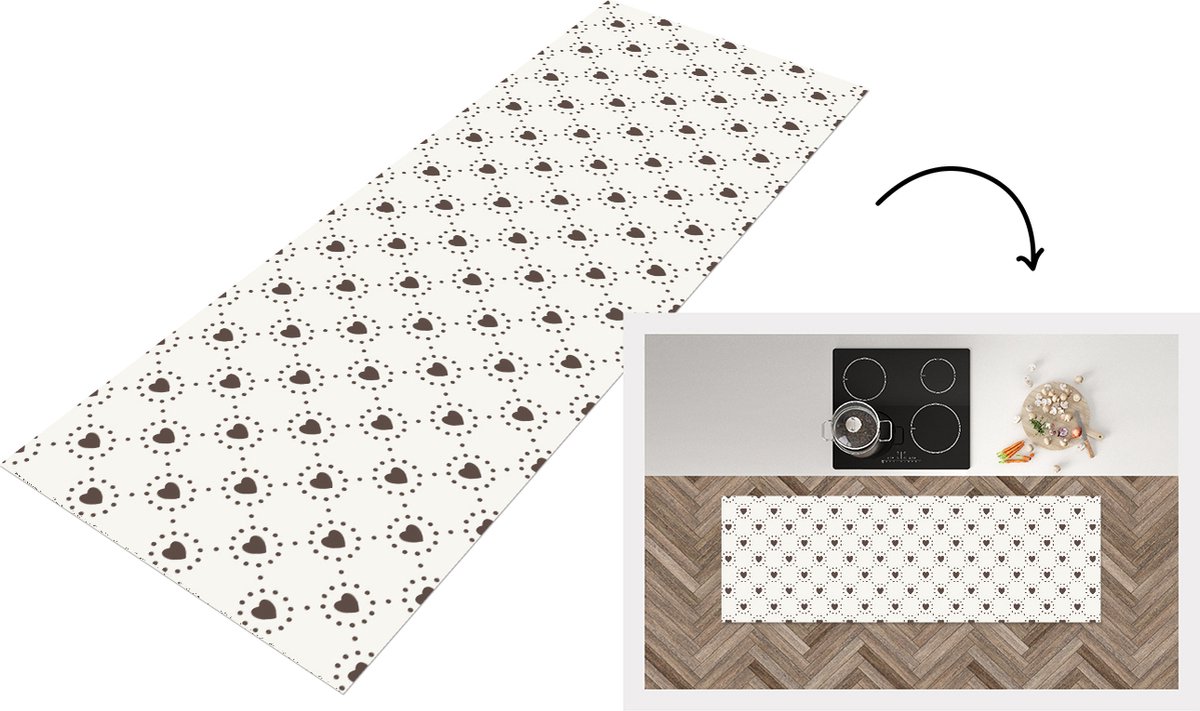 KitchenYeah Keukenloper - Loper keuken - Geometrie - Lijn - Hart - Patroon - 180x60 cm - Keukenloper vinyl Multicolor