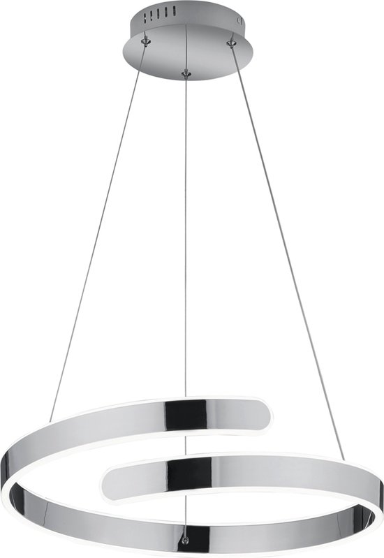 LED Hanglamp - Hangverlichting - Torna Prigon - 37W - Natuurlijk Wit 4000K - Dimbaar - Rond - Glans Chroom - Aluminium