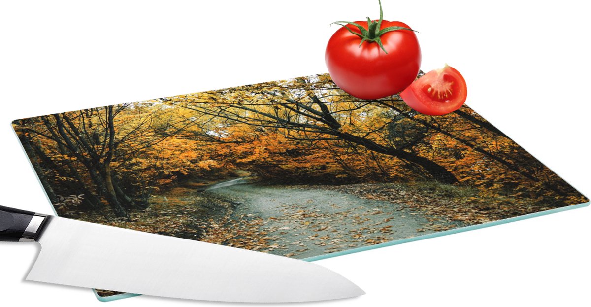 Glazen Snijplank - 28x20 - Bladeren - Herfst - Bos - Snijplanken Glas