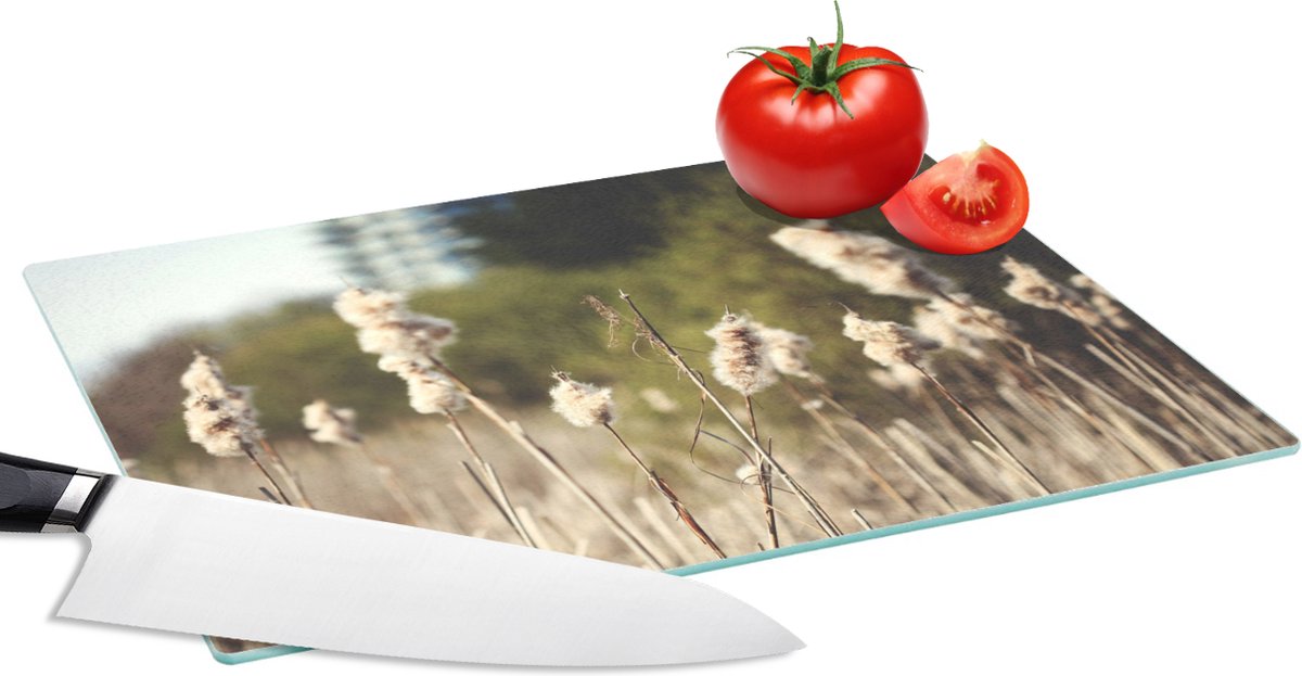 Glazen Snijplank - 28x20 - Katoen - Zon - Planten - Snijplanken Glas