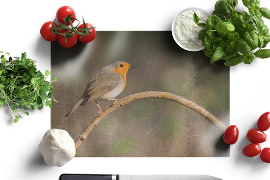 Planche à découper en Verres - 39x28 - Rouge-gorge - Vogel - Nature - Planches à découper en Glas