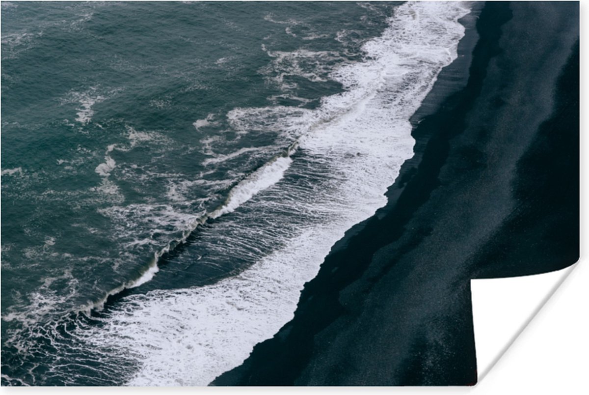 Poster Water - Strand - Zwart - 60x40 cm