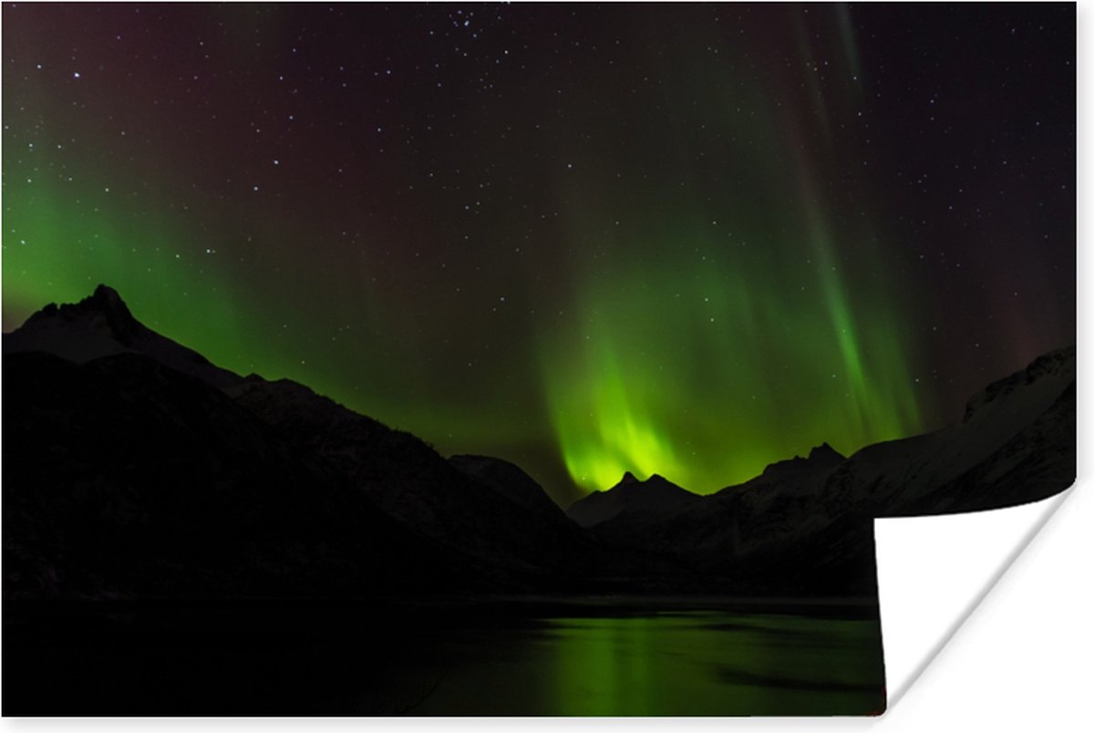 Poster Aurora - Sterrenhemel - Bergen - 60x40 cm