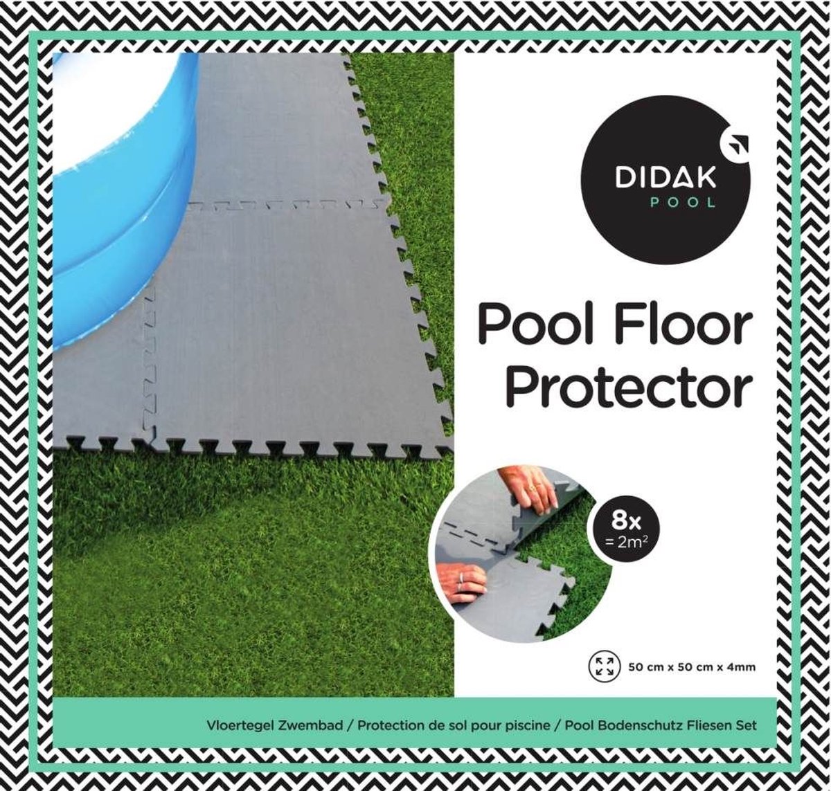 MaxxHome - Zwembad ondervloer - Vloertegels 50x50x0,4 Cm - Donkergrijs - 8 Stuks - 2m2