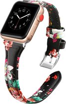 Bracelet en cuir (fleur), adapté à toutes les séries Apple Watch avec boîtier de taille 42, 44 et 45 mm