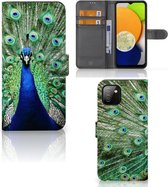 Wallet Book Case Geschikt voor Samsung Galaxy A03 GSM Hoesje Pauw