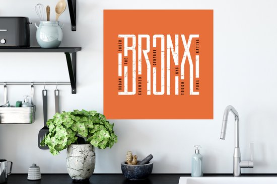 Illustration Bronx sur fond orange 50x50 cm