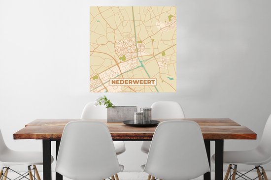 Poster Kaart - Plattegrond - Nederweert - Stadskaart - 75x75 cm
