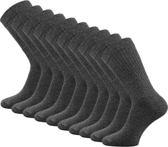 10 paires de chaussettes de travail et de Chaussettes de sport SQOTTON® - Anthracite - Taille 35-38
