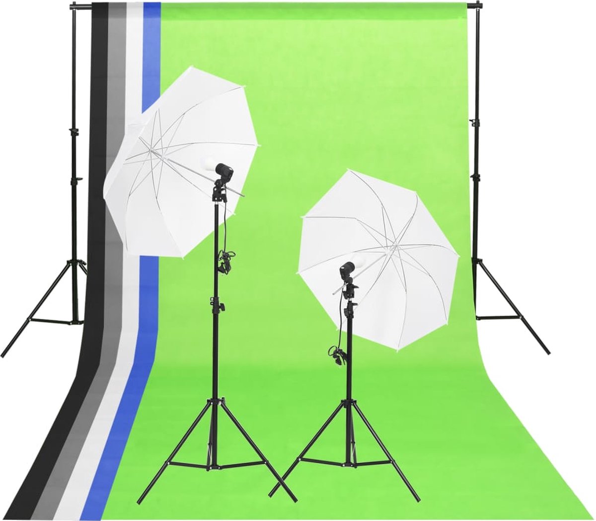 VidaLife Studioverlichtingsset met achtergronden en paraplu's