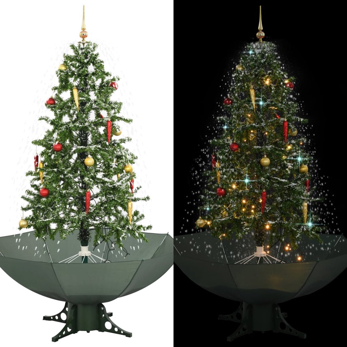 VidaLife Kerstboom sneeuwend met paraplubasis 170 cm groen