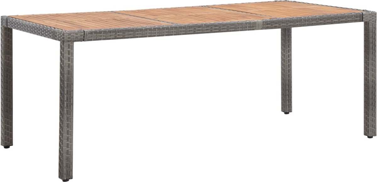 VidaLife Tuintafel 190x90x75 cm poly rattan en massief acaciahout grijs