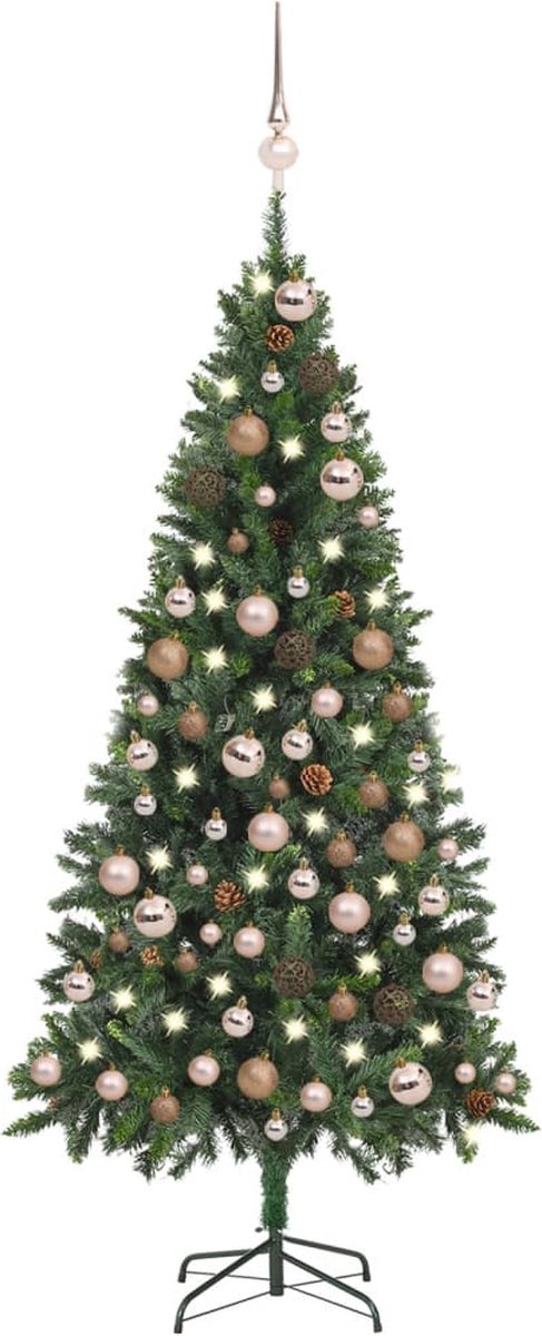 VidaLife Kunstkerstboom met LED's, kerstballen en dennenappels 180 cm