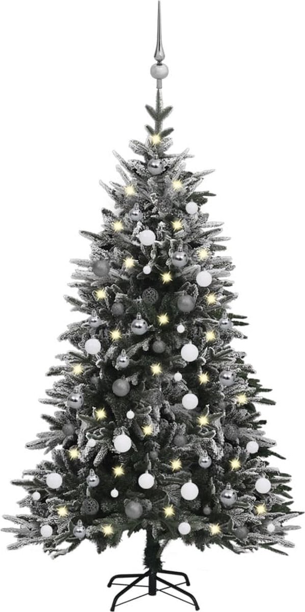 VidaLife Kunstkerstboom met LED's, kerstballen en sneeuw 150 cm PVC PE