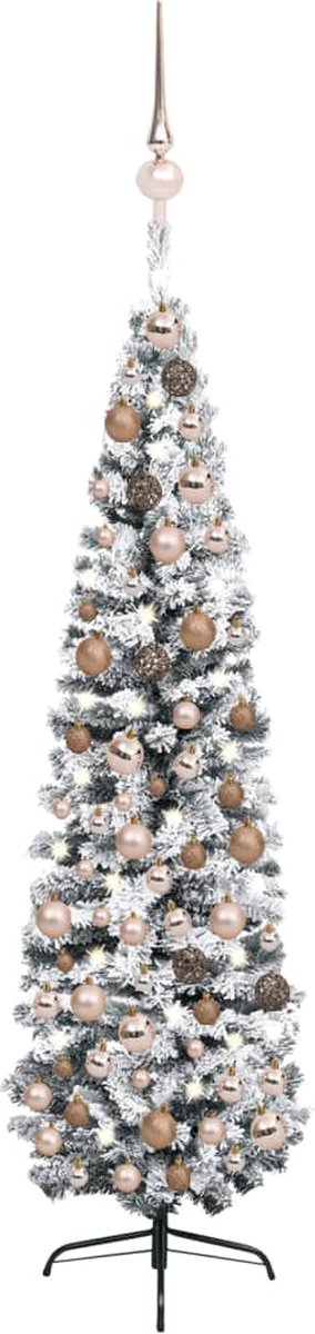 VidaLife Kunstkerstboom met LED's en kerstballen smal 210 cm groen