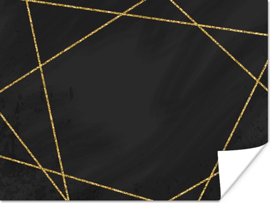 Poster Geometrisch patroon van gouden lijnen op een zwarte achtergrond - 40x30 cm