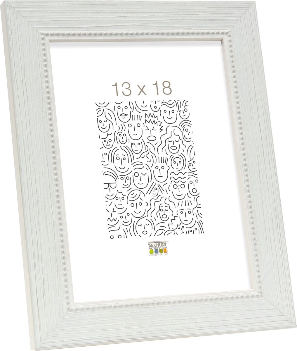 Deknudt Frames fotolijst S46KF1 - wit - parelbiesje - foto 13x18 cm