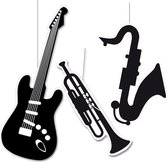 Muziek thema hangdecoraties - versiering set - 6-delig - Muziek instrumenten - Feestartikelen