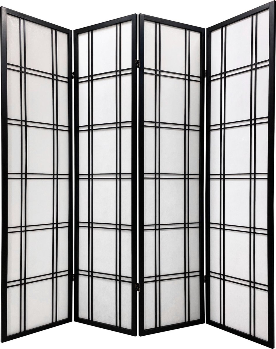 Fine Asianliving Japans Kamerscherm Shoji B180xH180cm Scheidingswand Zwart - Isumi