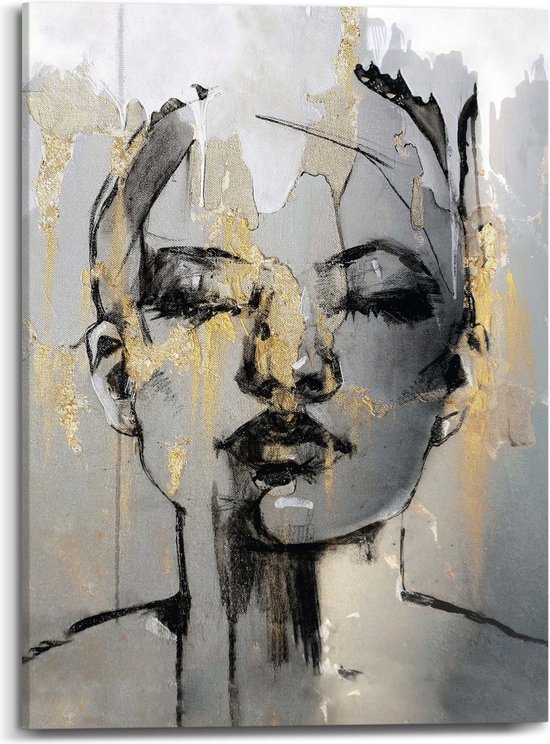 Schilderij Golden Face 70x50 cm