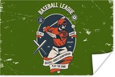 Poster Baseball - Honkbal - Retro - 30x20 cm - Vaderdag cadeau - Geschenk - Cadeautje voor hem - Tip - Mannen