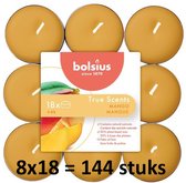 144 stuks Bolsius mango geurtheelichtjes (4 uur) True Scents