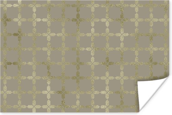 Luxe patroon van lichtgoudenen tegen een grijze achtergrond 90x60 cm - Foto print op Poster (wanddecoratie woonkamer / slaapkamer)