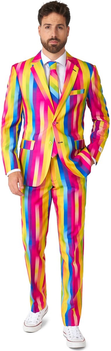 OppoSuits Rainbow Glaze - Heren Pak - Regenboog Outfit - Carnavalskleding - Meerkleurig - Maat EU 52