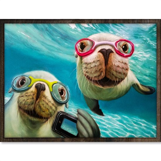 Eagle® Diamond Painting Volwassenen - Onderwater Selfie - 40x30cm - Ronde Steentjes