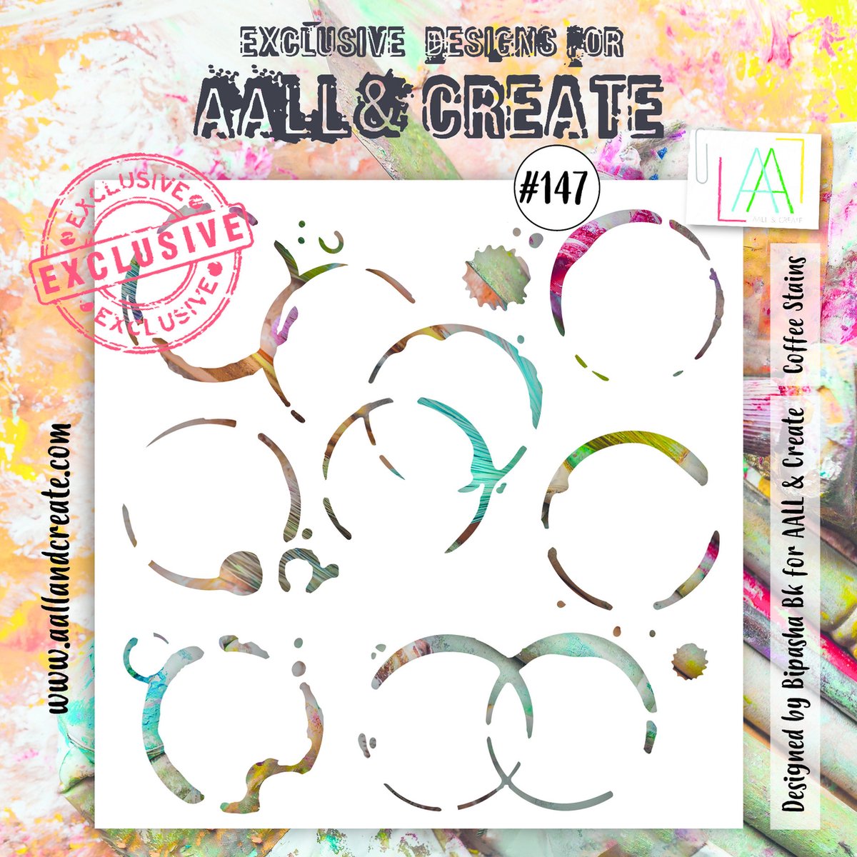 AALL & Create Stencil Coffee Stains AALL-PC-147 15x15cm (04-22)