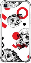 Telefoonhoesje  iPhone SE 2022/2020 | iPhone 8/7 Stevige Bumper Hoesje met transparante rand Skull Red