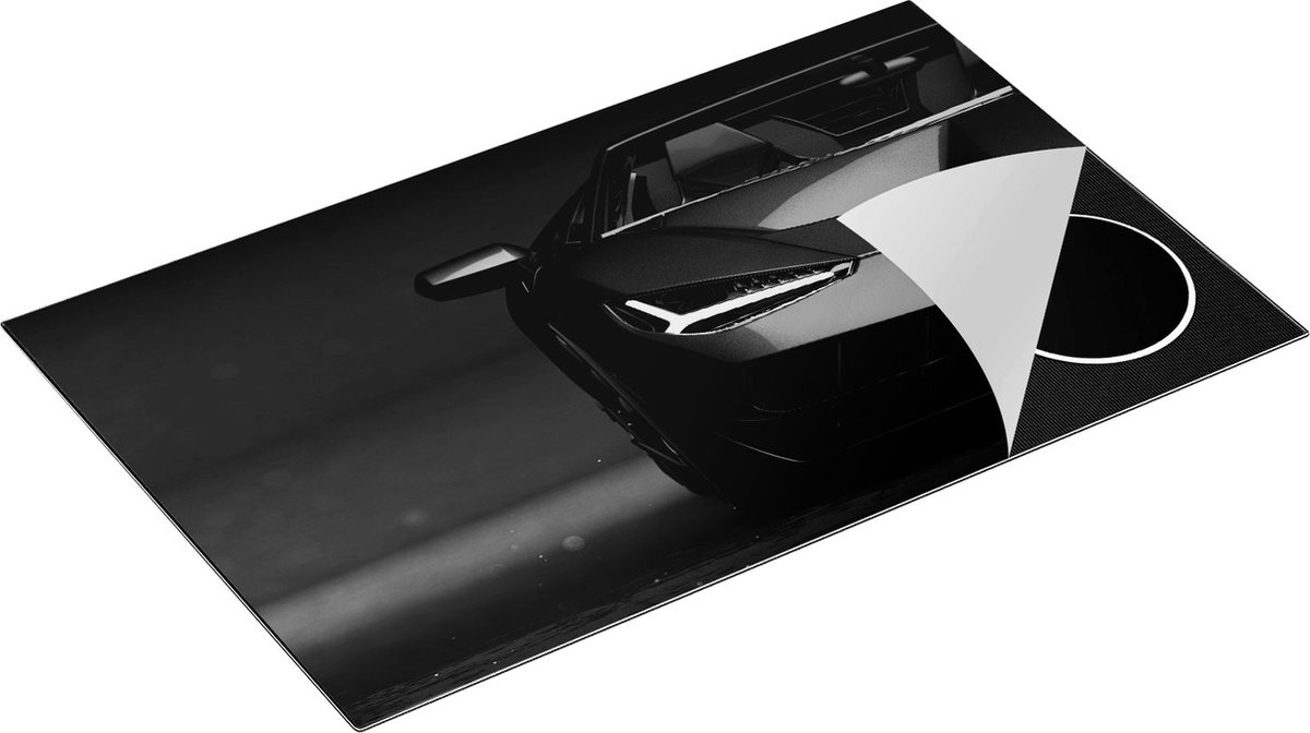 Chefcare Inductie Beschermer Zwarte Sportwagen Auto - Zwart Wit - 85x52 cm - Afdekplaat Inductie - Kookplaat Beschermer - Inductie Mat