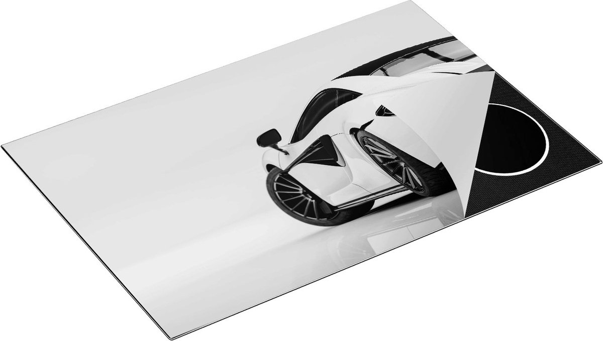 Chefcare Inductie Beschermer Witte Sportwagen Auto - Zwart Wit - 80,2x52,2 cm - Afdekplaat Inductie - Kookplaat Beschermer - Inductie Mat