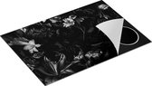 Chefcare Inductie Beschermer Kleurrijke Bloemen met Groene Bladeren - Zwart Wit - 75x55 cm - Afdekplaat Inductie - Kookplaat Beschermer - Inductie Mat