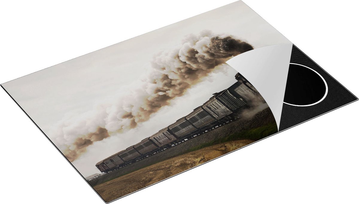 Chefcare Inductie Beschermer Locomotief Trein met Rook Wolken - 75x52 cm - Afdekplaat Inductie - Kookplaat Beschermer - Inductie Mat