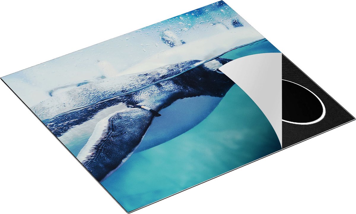 Chefcare Inductie Beschermer Pinguïn Zwemt in het Water - 60x55 cm - Afdekplaat Inductie - Kookplaat Beschermer - Inductie Mat