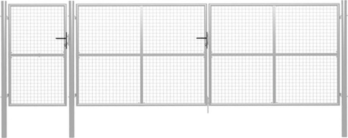 vidaXL - Tuinpoort - staal - 500x150 - cm - zilver