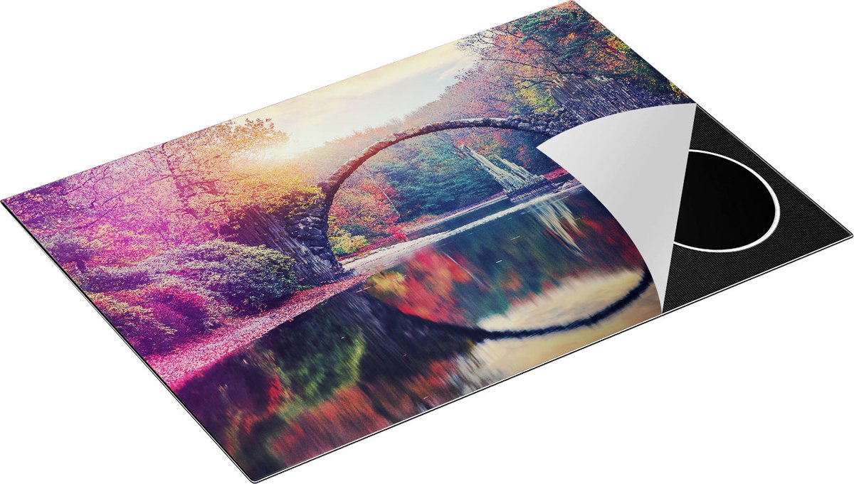 Chefcare Inductie Beschermer Rakotz Brug in Duitsland in de Herfst - 77x51 cm - Afdekplaat Inductie - Kookplaat Beschermer - Inductie Mat