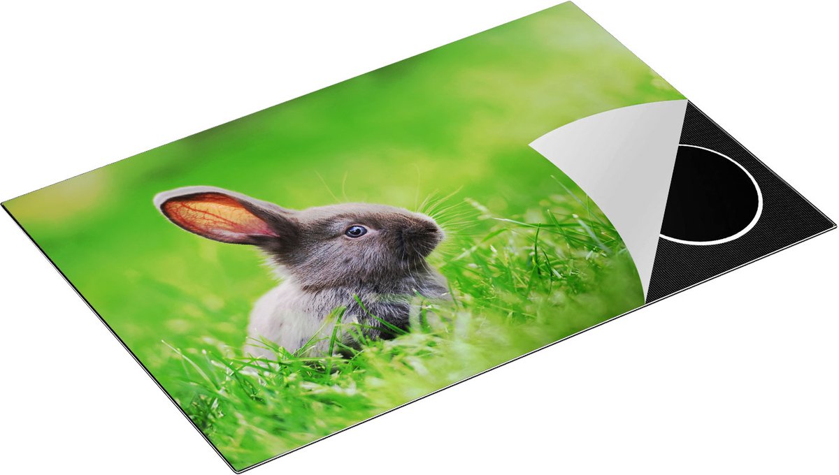 Chefcare Inductie Beschermer Konijn in het Gras - 81,2x52 cm - Afdekplaat Inductie - Kookplaat Beschermer - Inductie Mat