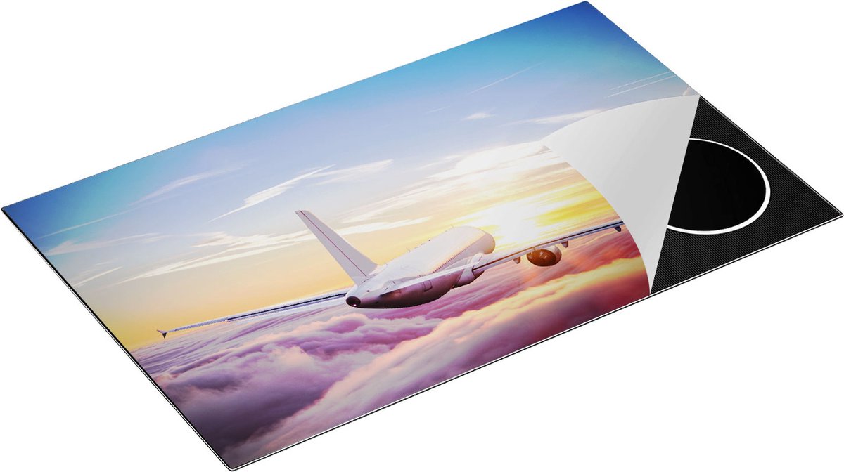 Chefcare Inductie Beschermer Vliegtuig in de Wolken bij Zonsondergang - 85x50 cm - Afdekplaat Inductie - Kookplaat Beschermer - Inductie Mat