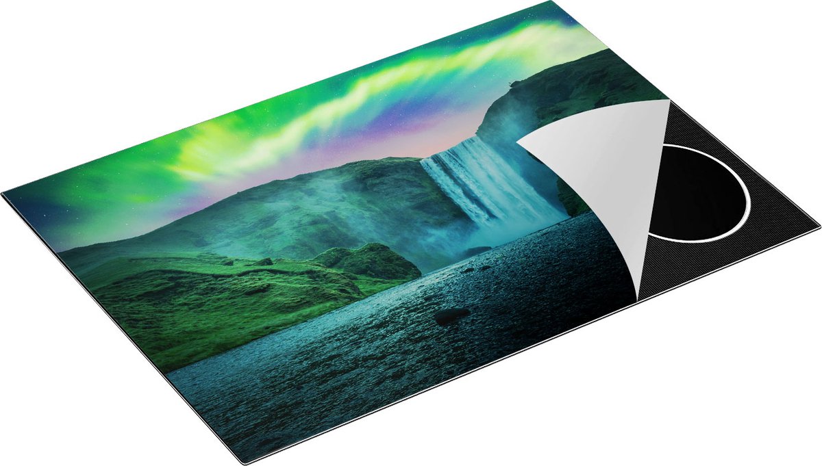 Chefcare Inductie Beschermer Waterval met het Groene Noorderlicht - 76x51,5 cm - Afdekplaat Inductie - Kookplaat Beschermer - Inductie Mat