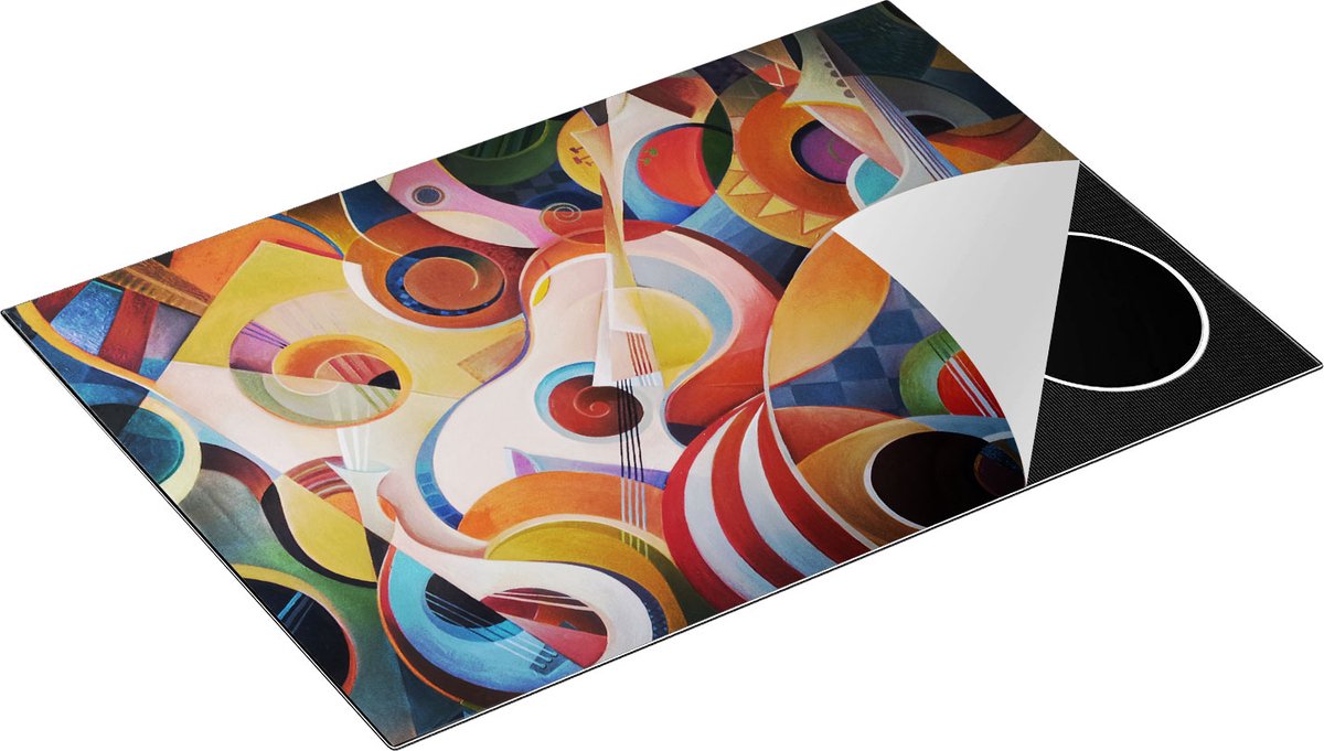 Chefcare Inductie Beschermer Kleurrijke Gitaar Achtergrond - Abstract - 76x51,5 cm - Afdekplaat Inductie - Kookplaat Beschermer - Inductie Mat