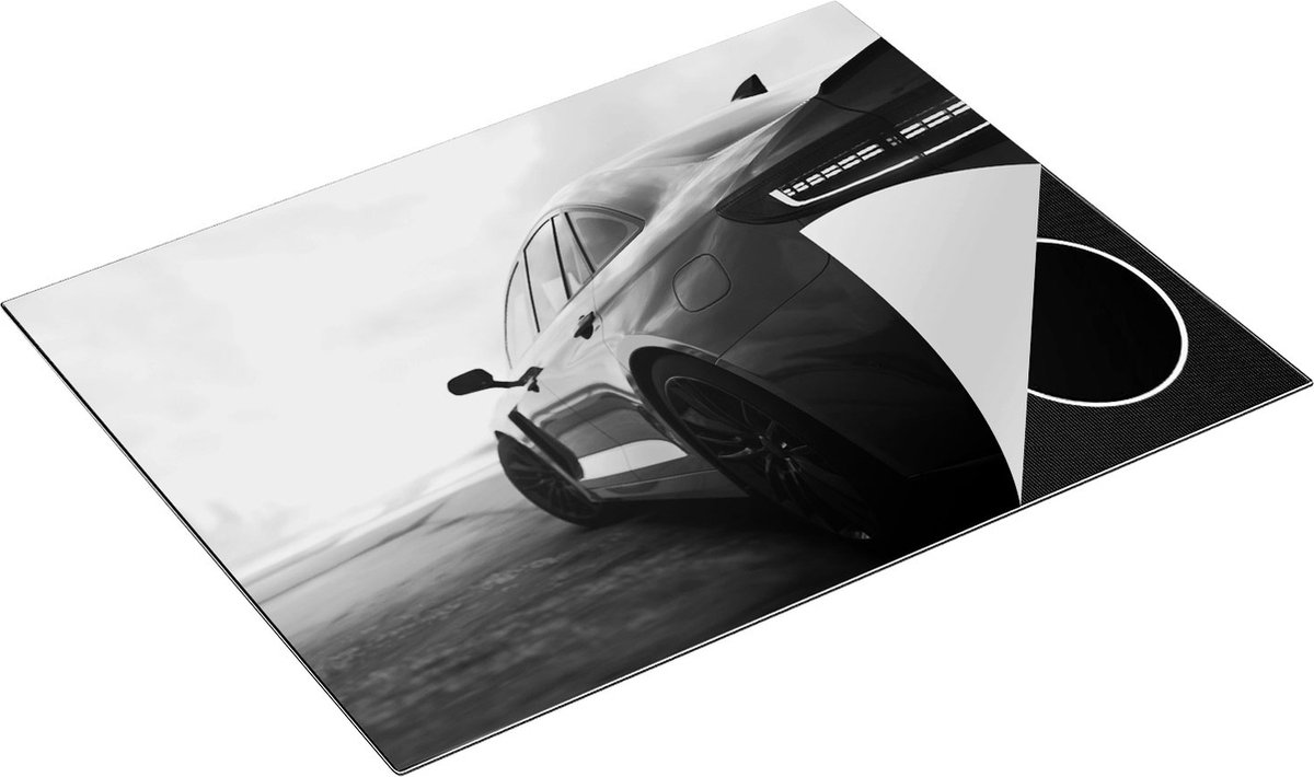 Chefcare Inductie Beschermer Rode Sportwagen Auto - Zwart Wit - 77x59 cm - Afdekplaat Inductie - Kookplaat Beschermer - Inductie Mat