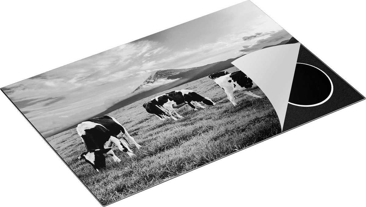 Chefcare Inductie Beschermer Koeien in de Wei - Zwart Wit - 80x50 cm - Afdekplaat Inductie - Kookplaat Beschermer - Inductie Mat