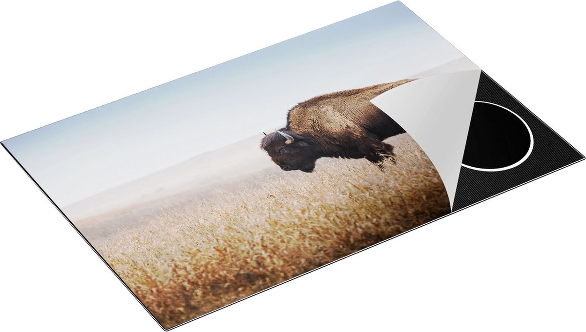 Chefcare Inductie Beschermer Bizon in het Gras - 80,2x52,2 cm - Afdekplaat Inductie - Kookplaat Beschermer - Inductie Mat
