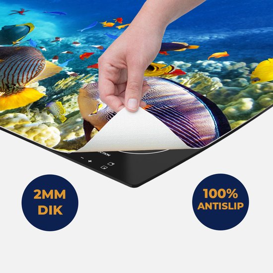 Chefcare Inductie Beschermer Vissen in de Oceaan met Koralen - 60x50 cm - Afdekplaat Inductie - Kookplaat Beschermer - Inductie Mat