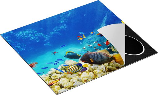 Chefcare Inductie Beschermer Vissen in de Oceaan met Koralen - 60x50 cm - Afdekplaat Inductie - Kookplaat Beschermer - Inductie Mat