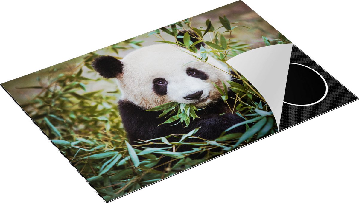 Chefcare Inductie Beschermer Panda Eet Planten - 76x51,5 cm - Afdekplaat Inductie - Kookplaat Beschermer - Inductie Mat